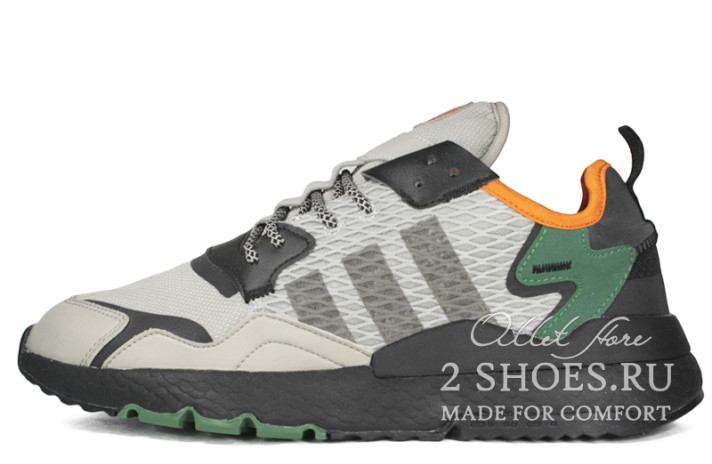Кроссовки Adidas Nite Jogger Sesame Black Bold Green  серые
