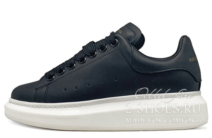Кроссовки Alexander McQueen Black White 553680WHGP51000 черные, кожаные