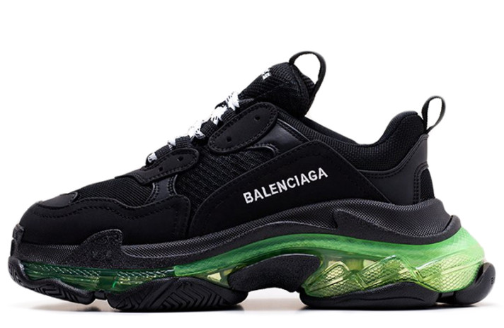 Кроссовки Balenciaga Triple S Clear Sole Black Green  черные
