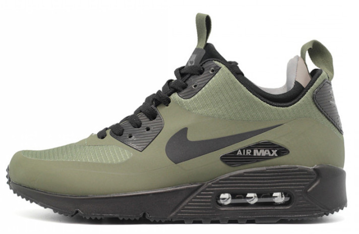 Кроссовки Nike Air Max 90 Mid Dark Loden Green Black 806808-300 зеленые