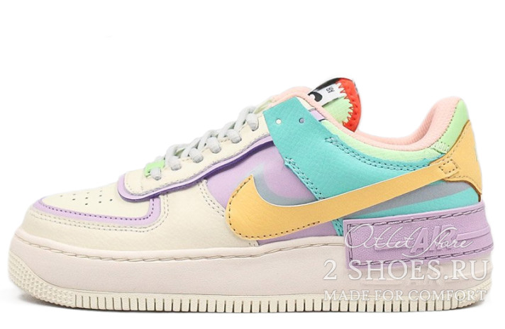 Кроссовки Nike Air Force 1 Low Shadow Pale Ivory CI0919-101 белые, разноцветные, кожаные