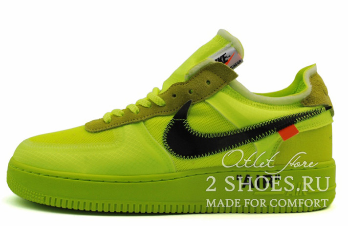 Кроссовки Nike Air Force 1 Low Off White Volt Hyper Jade AO4606-700 зеленые