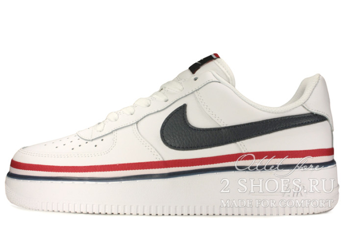 Кроссовки Nike Air Force 1 Low Ribbon White Blue CJ1377-100 белые, кожаные