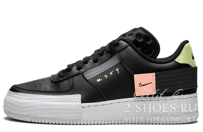 Кроссовки Nike Air Force 1 Type N354 Black CI0054-001 черные, кожаные