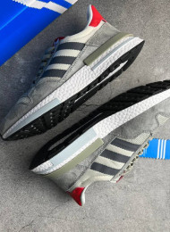 Кроссовки Adidas ZX 500 RM Grey Four Scarlet живое фото 1